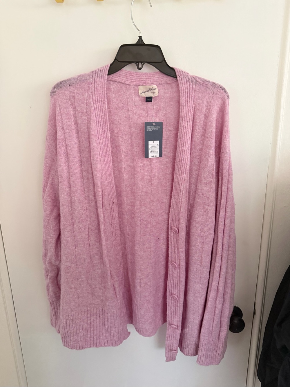 Universal Thread Pink Open-Front Ribbed Cardigan